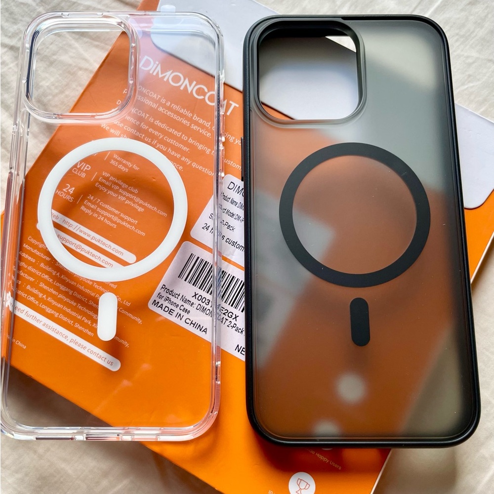 iPhone 15 Pro Max Magnetic Phone Case 2Pack Clear & Black *NIB*